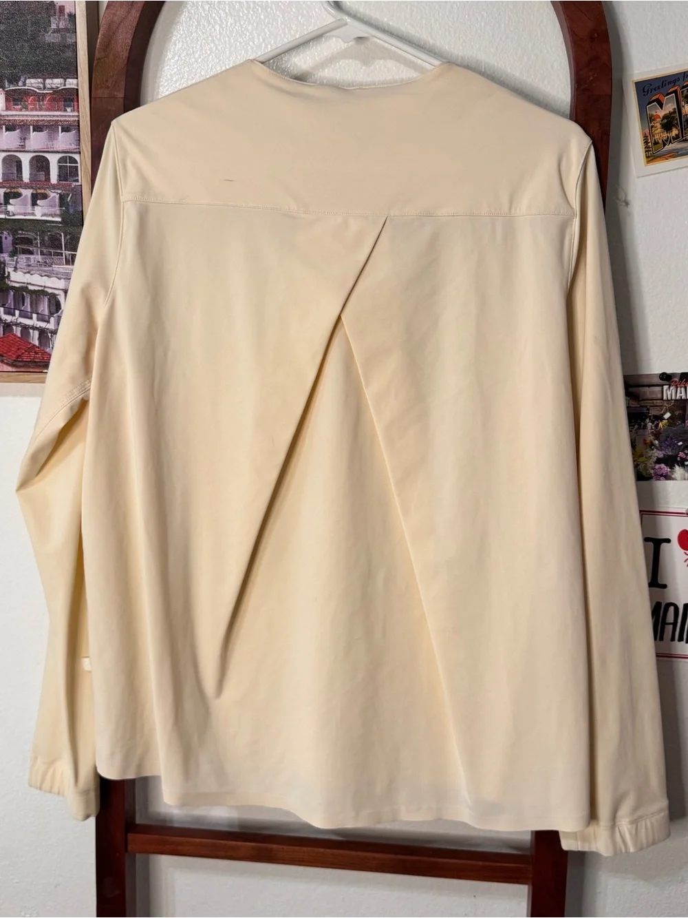 Lululemon Button Down Long Sleeve Top Panel Back Ivory Cream